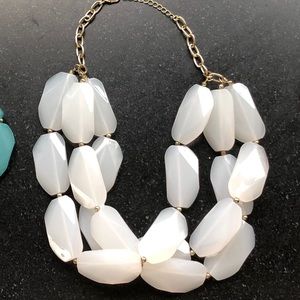 White stone layered statement necklace